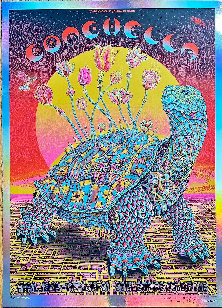 COACHELLA 2016 EMPIRE POLO FIELD YELLOW MOON RED SKY FOIL