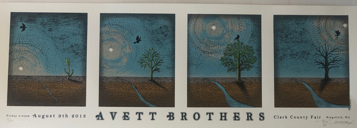 AVETT BROTHERS QUADRIPTYCH 2013 EMEK CLARK COUNTY AMPITHEATRE-RIDGEFIELD, WA