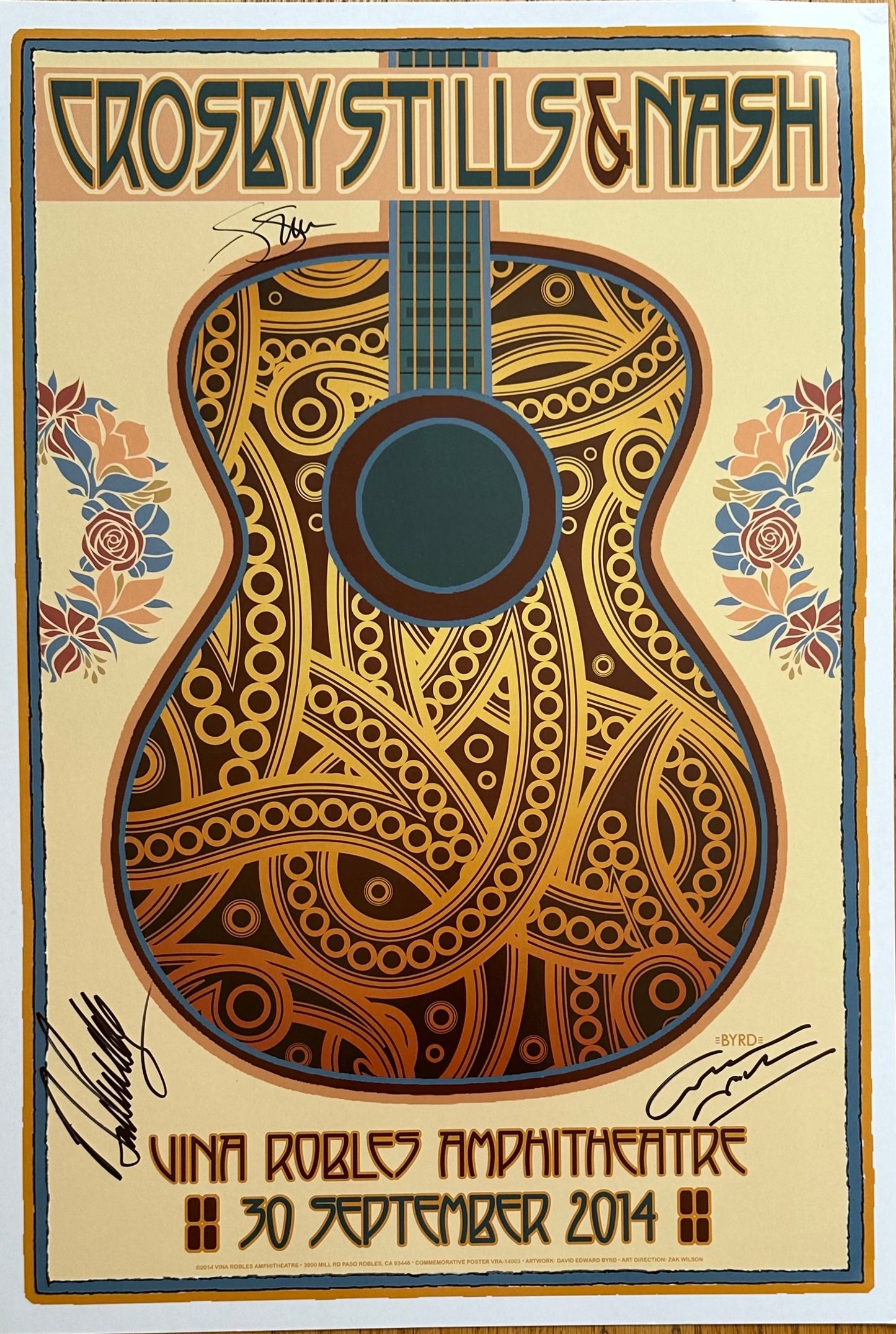 CROSBY, STILLS & NASH-BAND SIGNED 9/30/2017