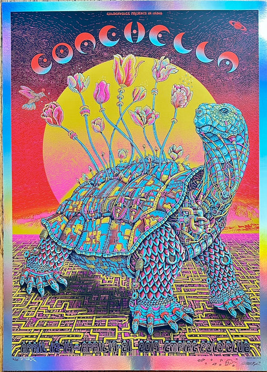 COACHELLA 2016 EMPIRE POLO FIELD YELLOW MOON RED SKY FOIL