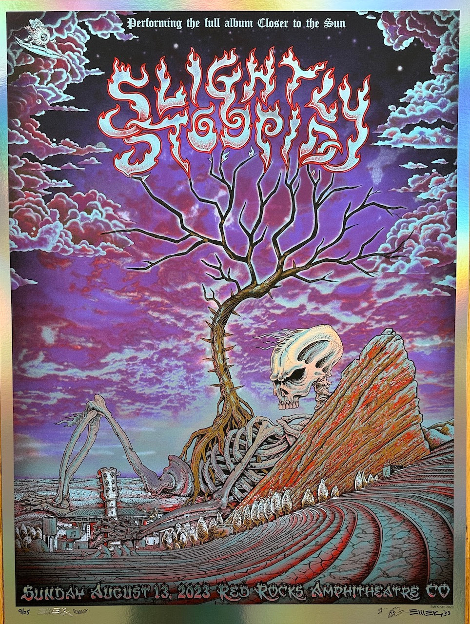 SLIGHTLY STOOPID “CLOSER TO THE SUN” PURPLE FOIL, RED ROCKS, CO., 8/2023