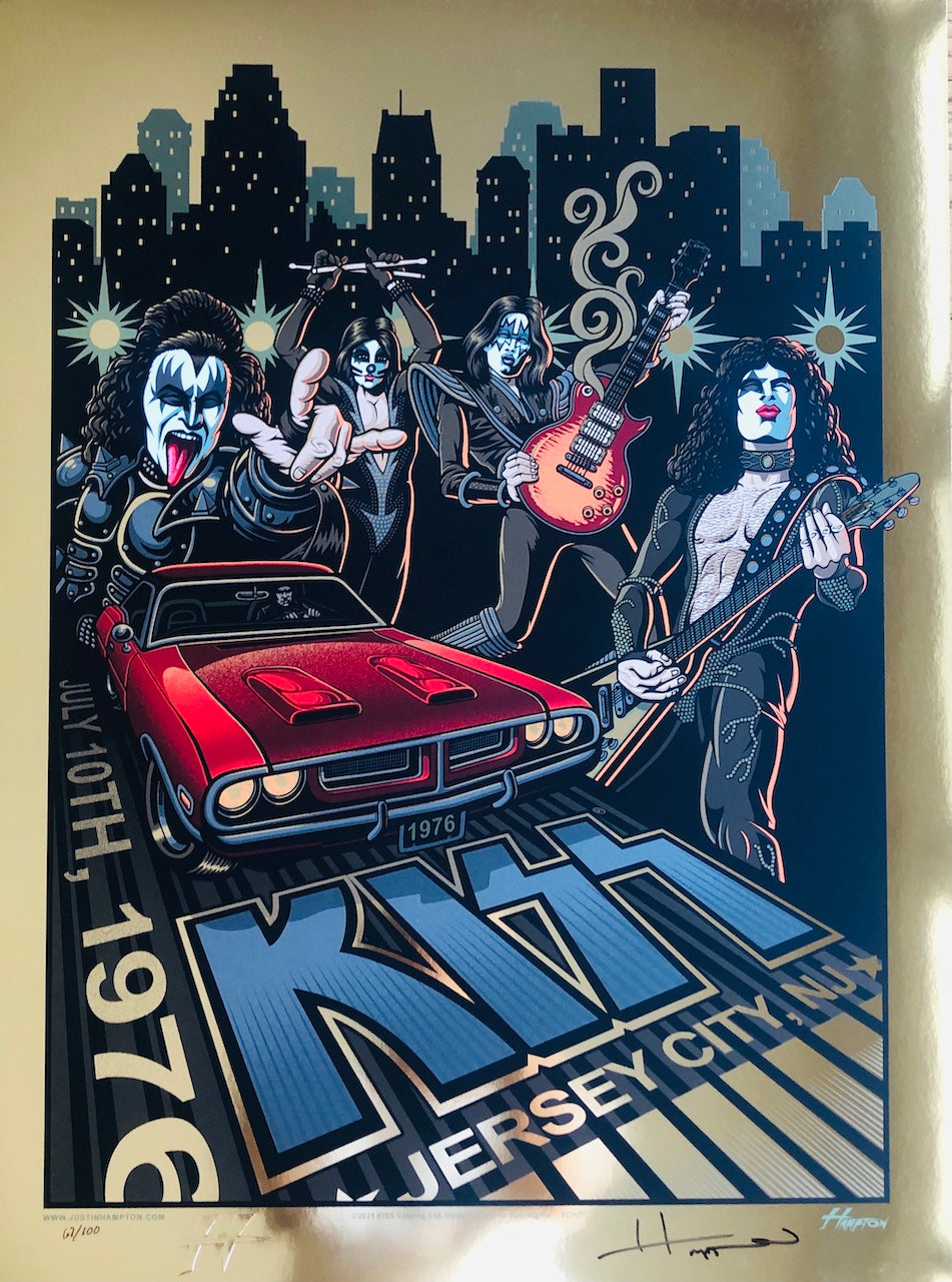 最終価格‼️ KISS サイン入りフォト‼️ KISS 1976 LIVE CONCERT SHOT POSTER GENE SIMMONS PRINT 24x36